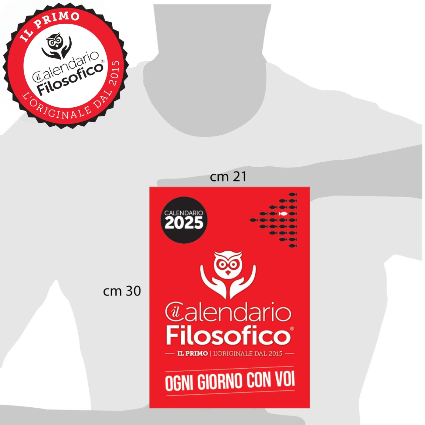 CALENDARIO FILOSOFICO 2026 - A4 GRANDE 21x30 CM - CON SUPPORTO IN LEGNO