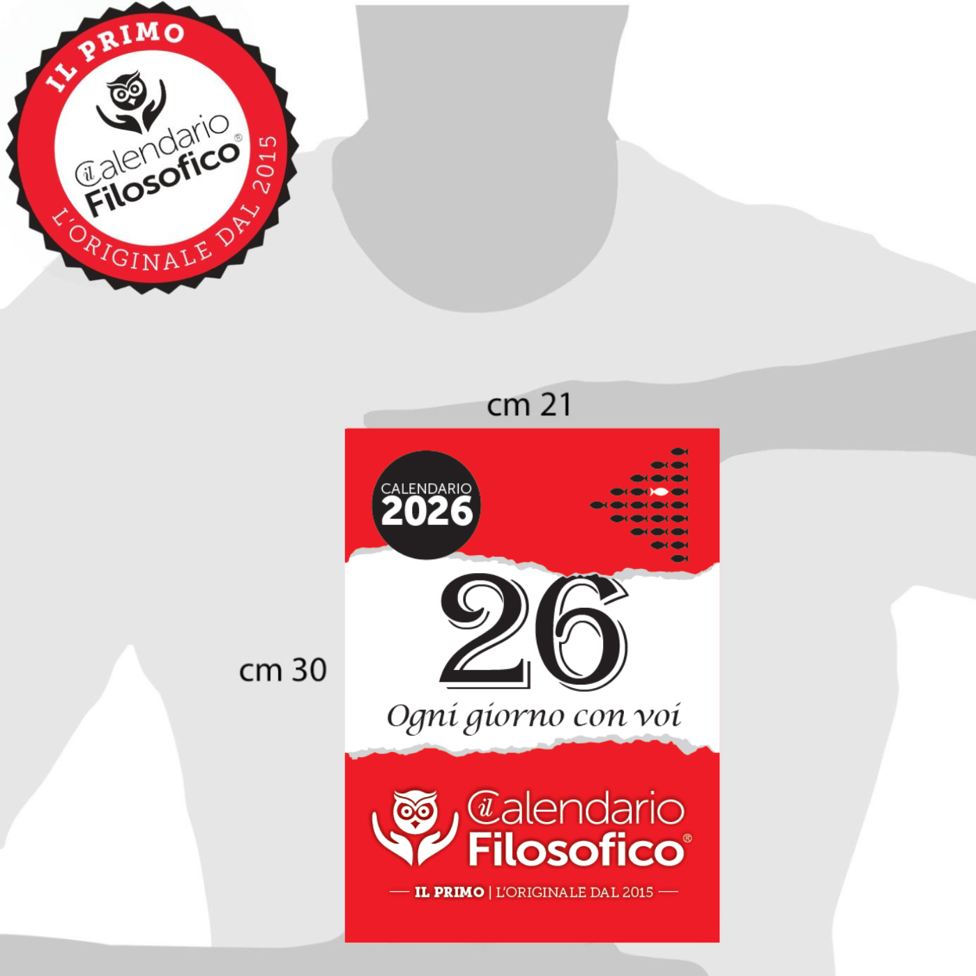 CALENDARIO FILOSOFICO 2026 -  A4 GRANDE 21x30 CM - CON SUPPORTO DA APPENDERE