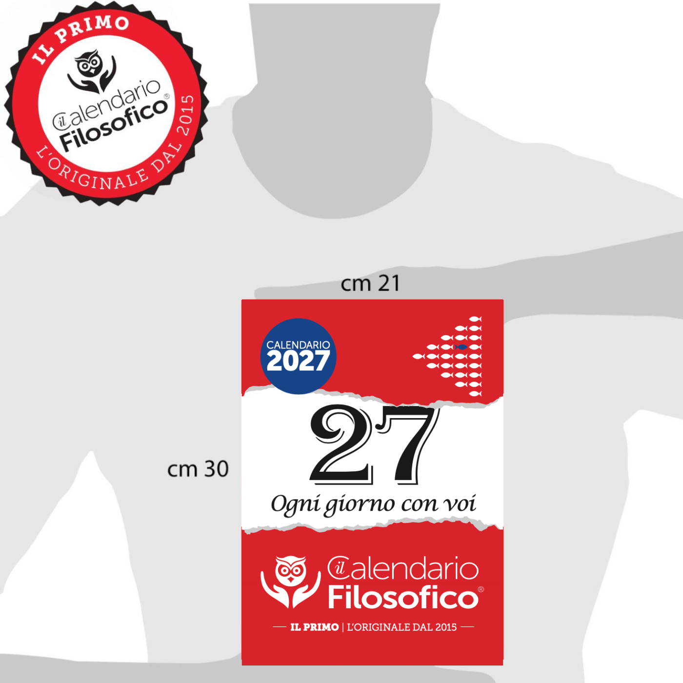 CALENDARIO FILOSOFICO 2027 - A4 GRANDE 21x30 CM - CON SUPPORTO IN LEGNO