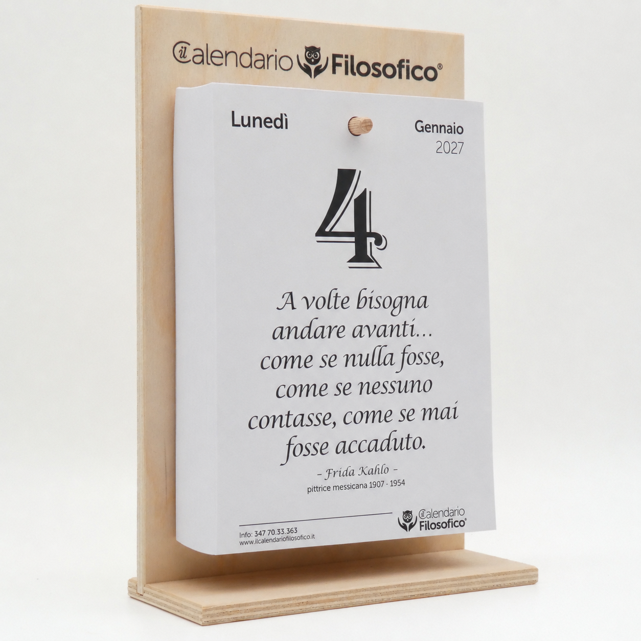 CALENDARIO FILOSOFICO 2027 - A4 GRANDE 21x30 CM - CON SUPPORTO IN LEGNO
