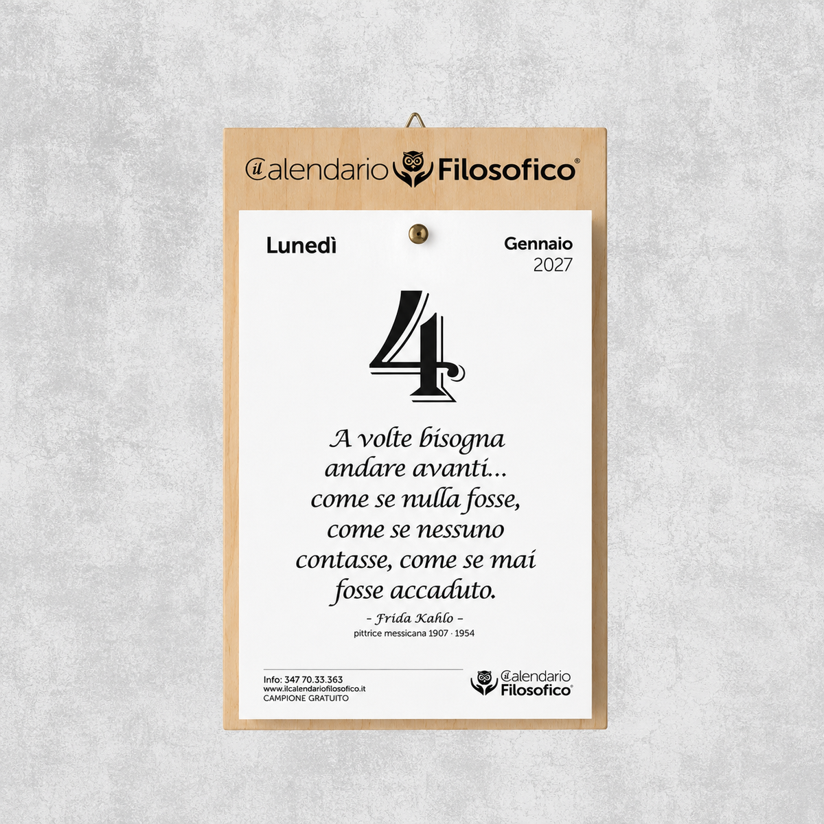 CALENDARIO FILOSOFICO 2027 -  A4 GRANDE 21x30 CM - CON SUPPORTO DA APPENDERE