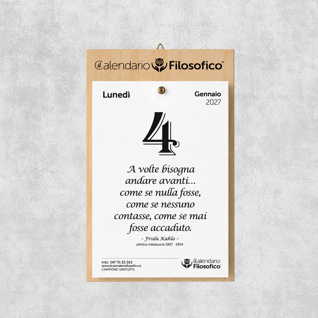 CALENDARIO FILOSOFICO 2027 -  A4 GRANDE 21x30 CM - CON SUPPORTO DA APPENDERE