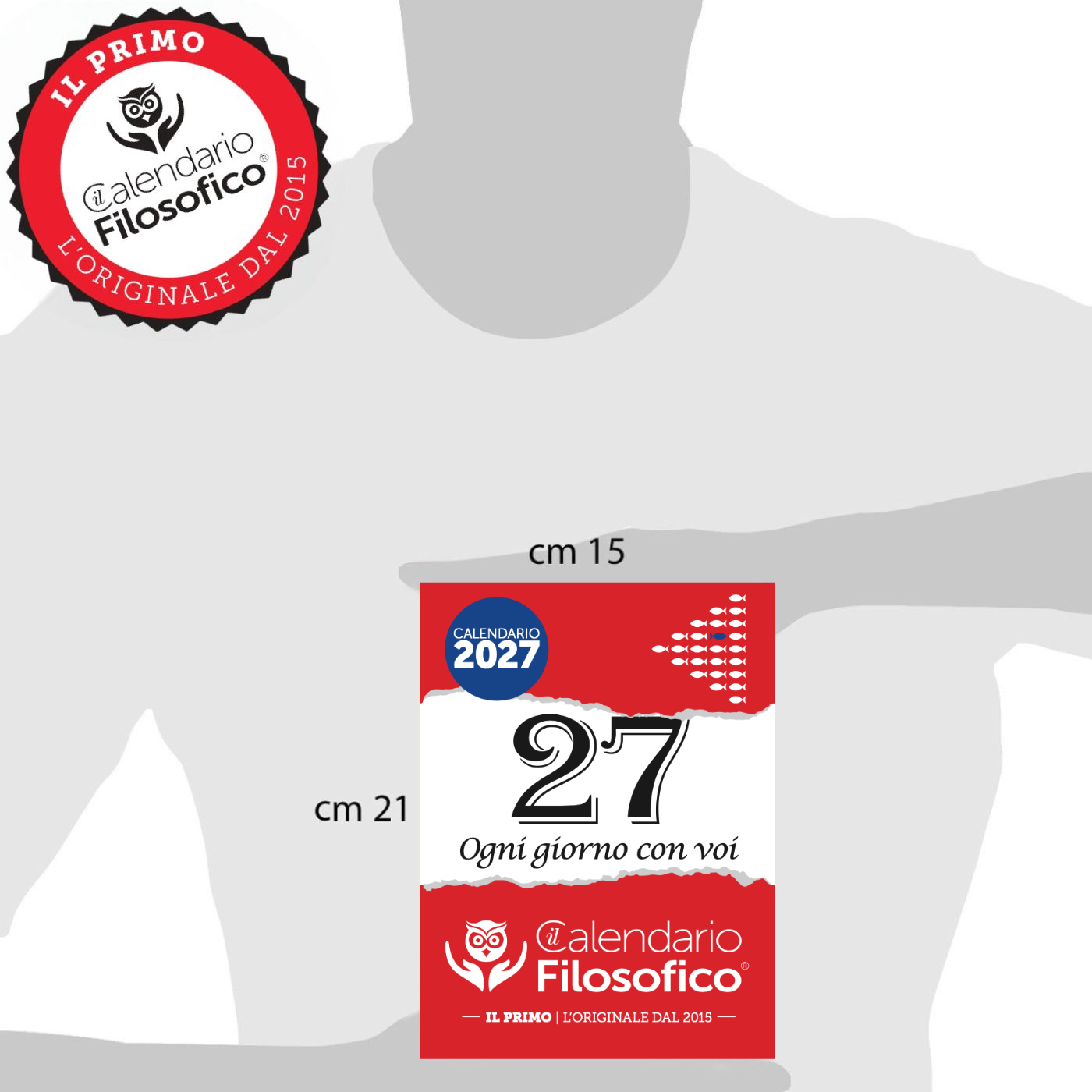 CALENDARIO FILOSOFICO 2027 - A5 MEDIO 15x21 CM - CON SUPPORTO IN LEGNO