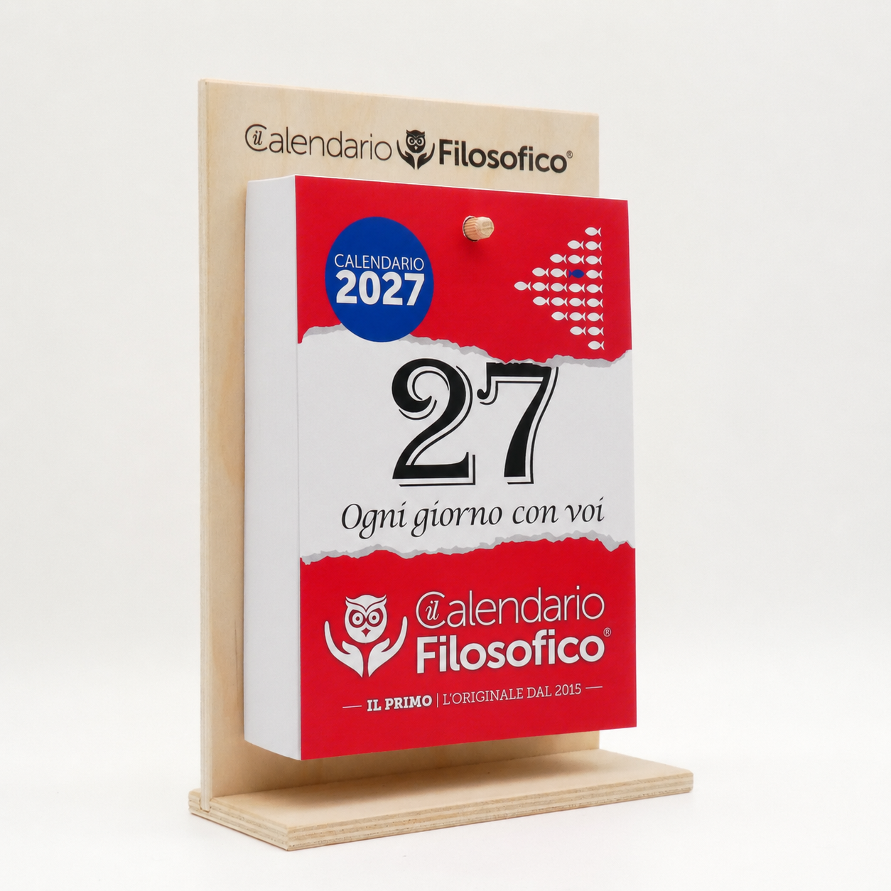 CALENDARIO FILOSOFICO 2027 - A5 MEDIO 15x21 CM - CON SUPPORTO IN LEGNO