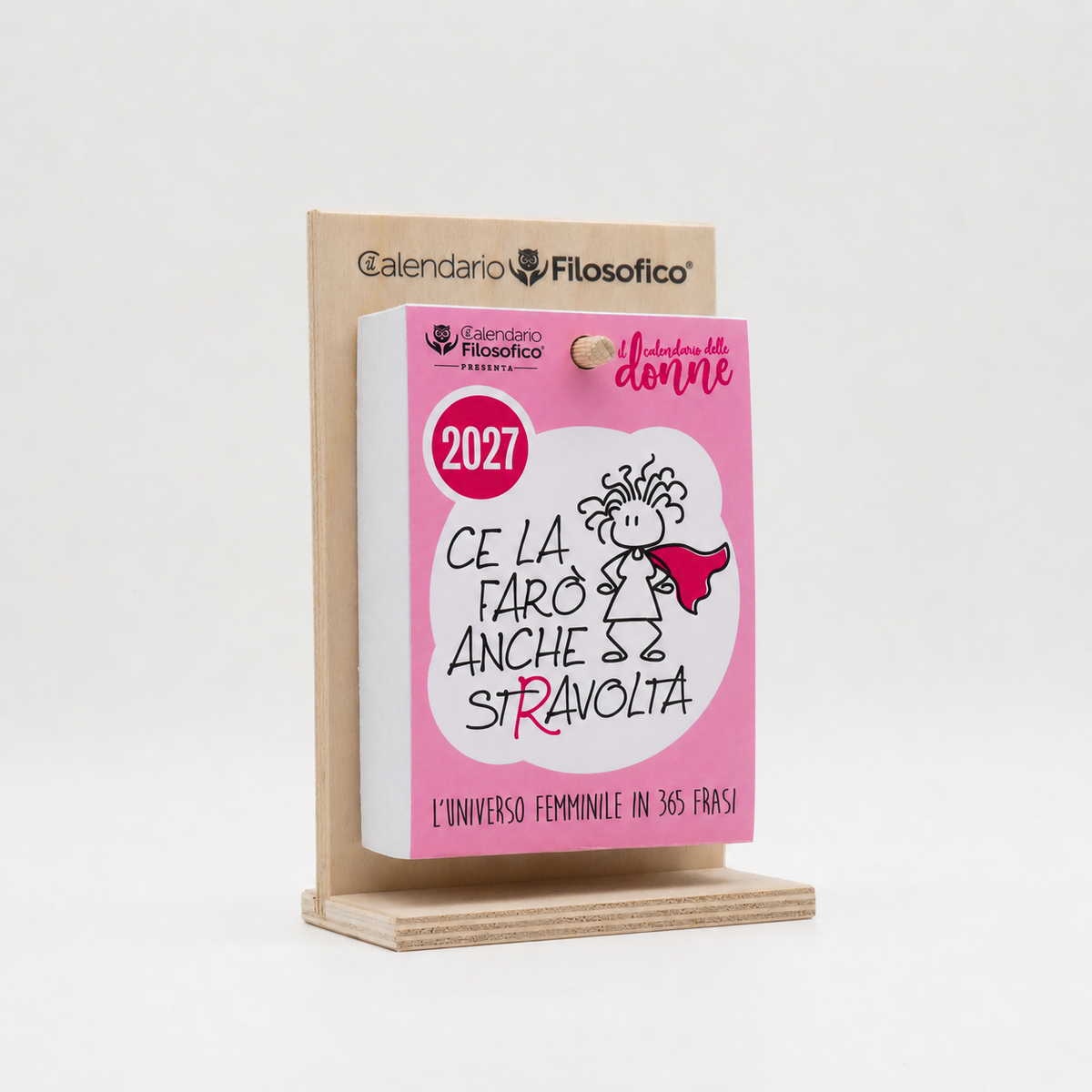 CALENDARIO DELLE DONNE 2027 - A6 PICCOLO 10 x 14 CM - CON SUPPORTO IN LEGNO