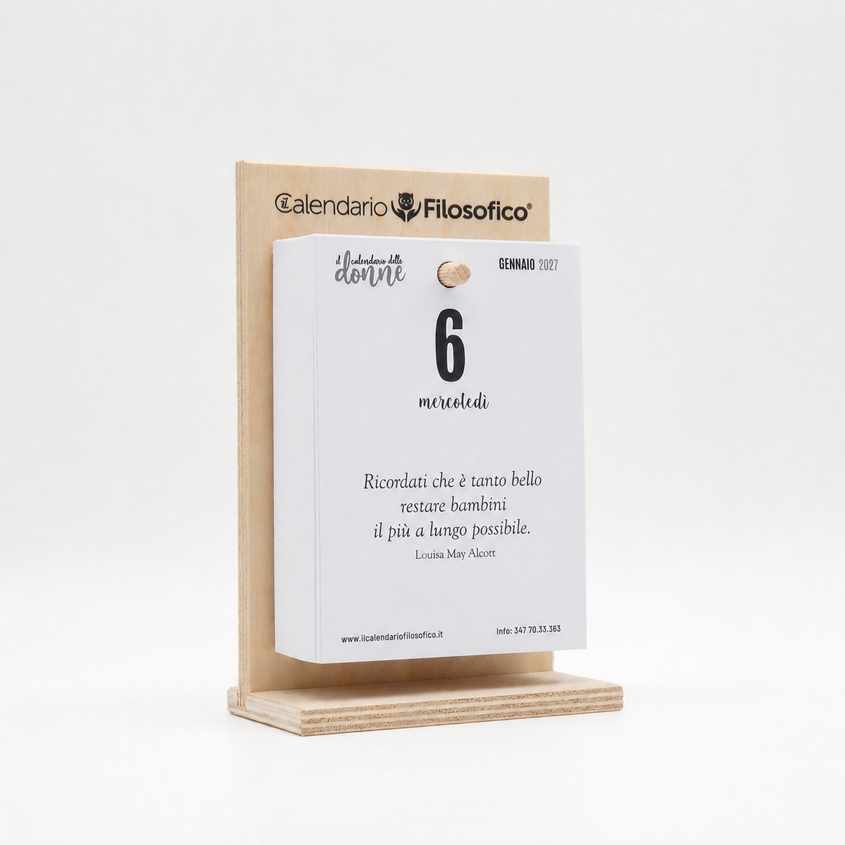 CALENDARIO DELLE DONNE 2027 - A6 PICCOLO 10 x 14 CM - CON SUPPORTO IN LEGNO
