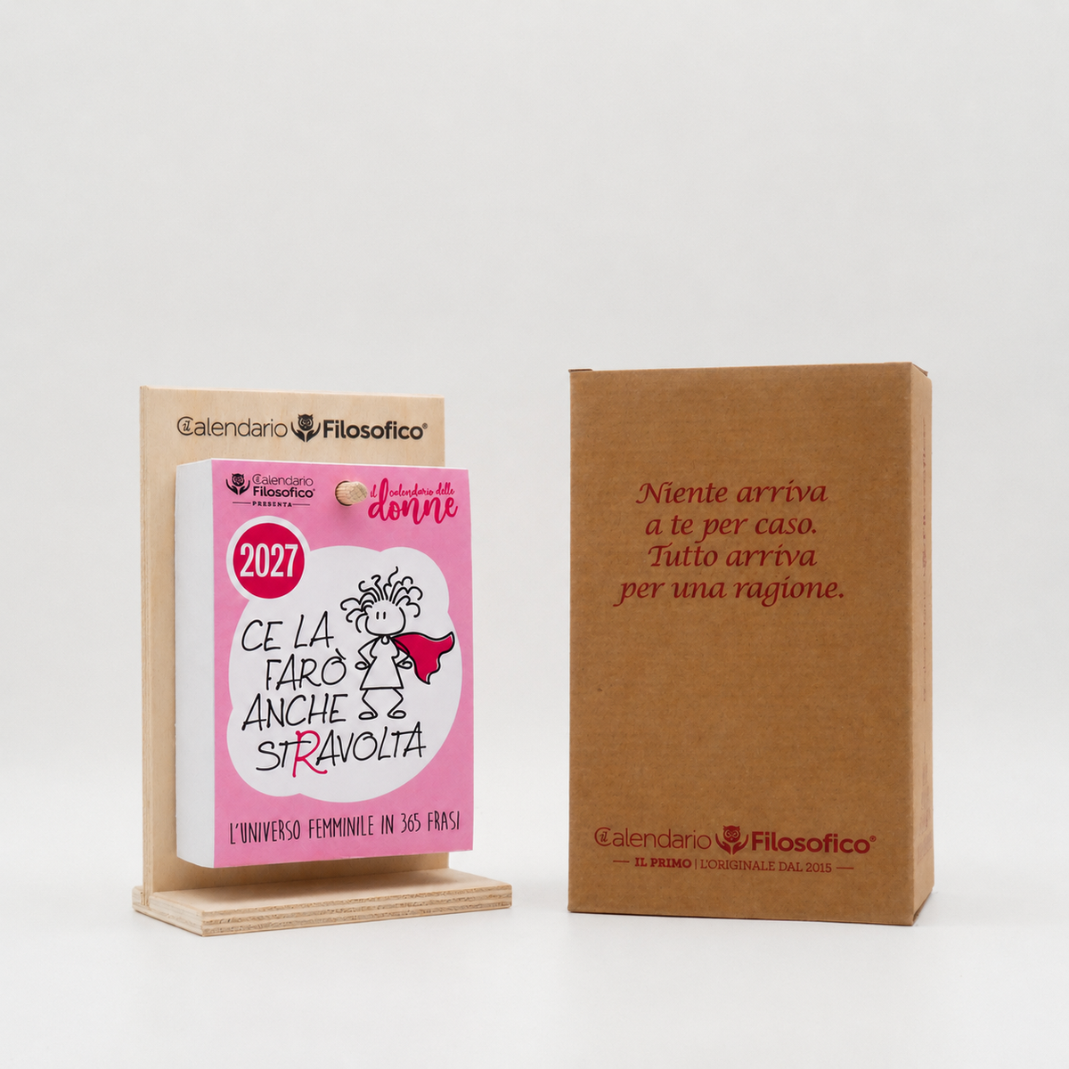 CALENDARIO DELLE DONNE 2027 - A6 PICCOLO 10 x 14 CM - CON SUPPORTO IN LEGNO