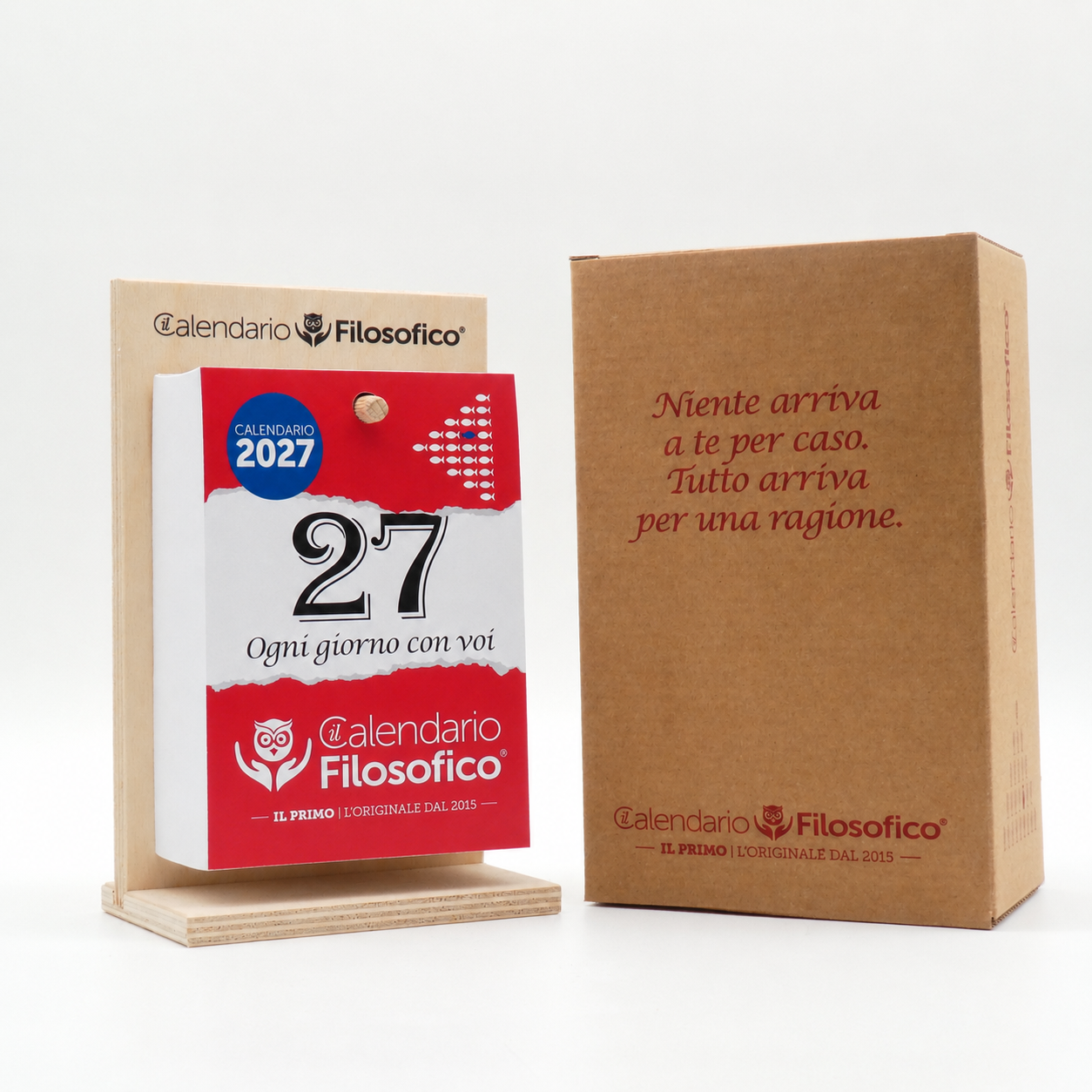 CALENDARIO FILOSOFICO 2027 - A6 PICCOLO 10 x 14 CM - CON SUPPORTO IN LEGNO