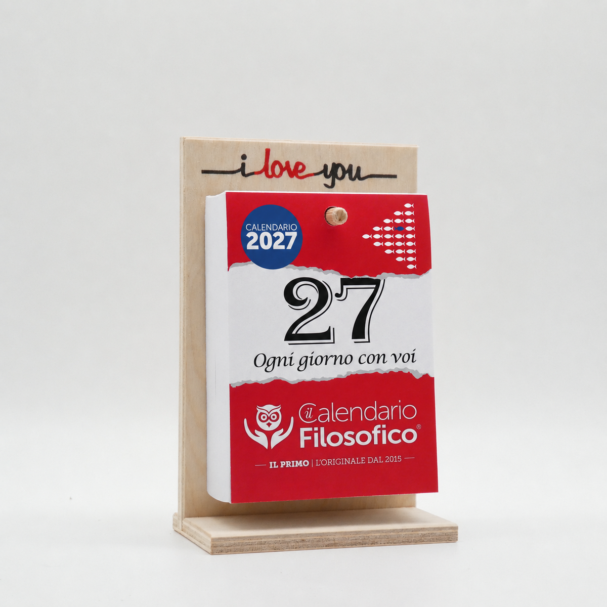 CALENDARIO FILOSOFICO 2027 - A6 PICCOLO 10 x 14 CM - CON SUPPORTO IN LEGNO SERIGRAFATO