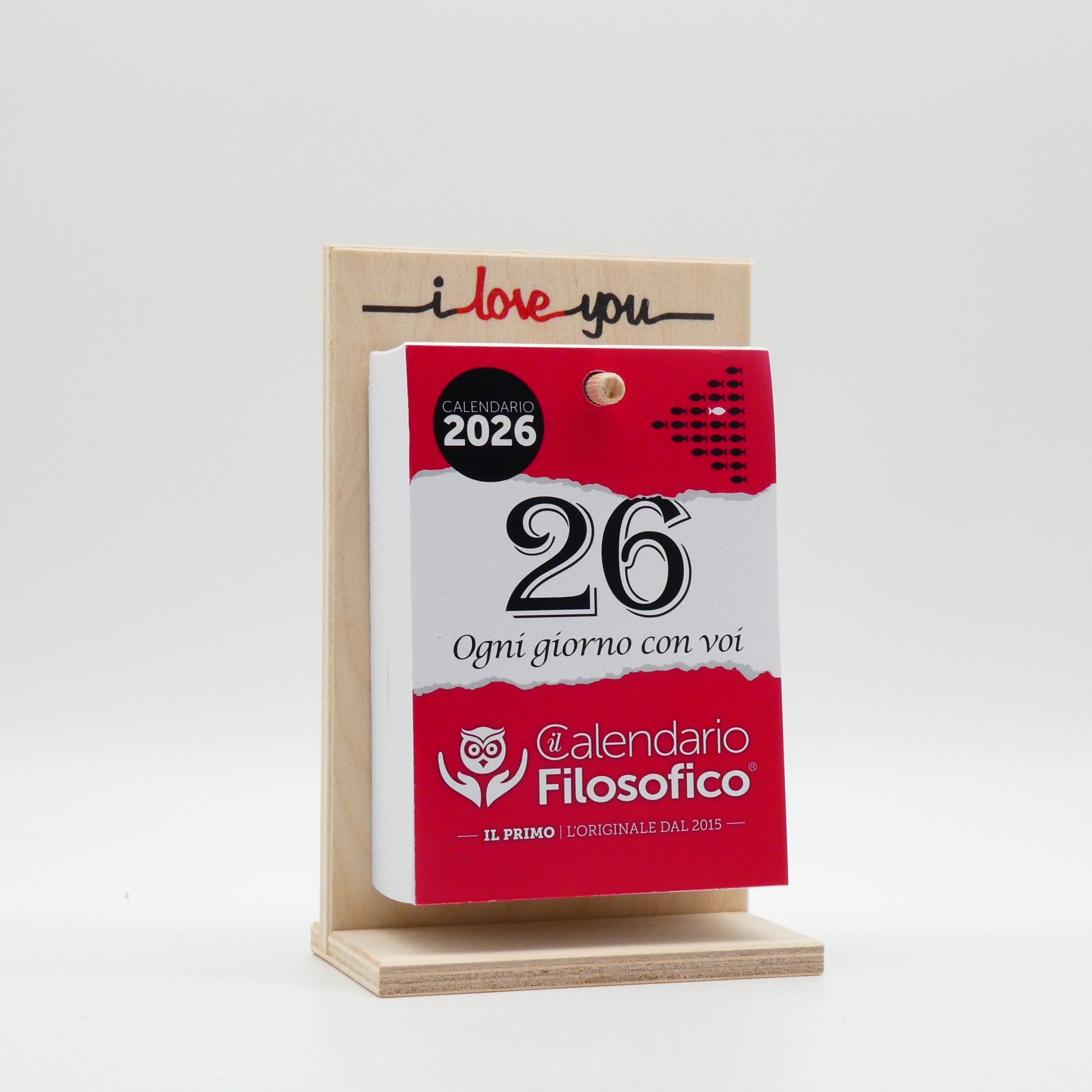 CALENDARIO FILOSOFICO 2026 - A6 PICCOLO 10 x 14 CM - CON SUPPORTO IN LEGNO SERIGRAFATO