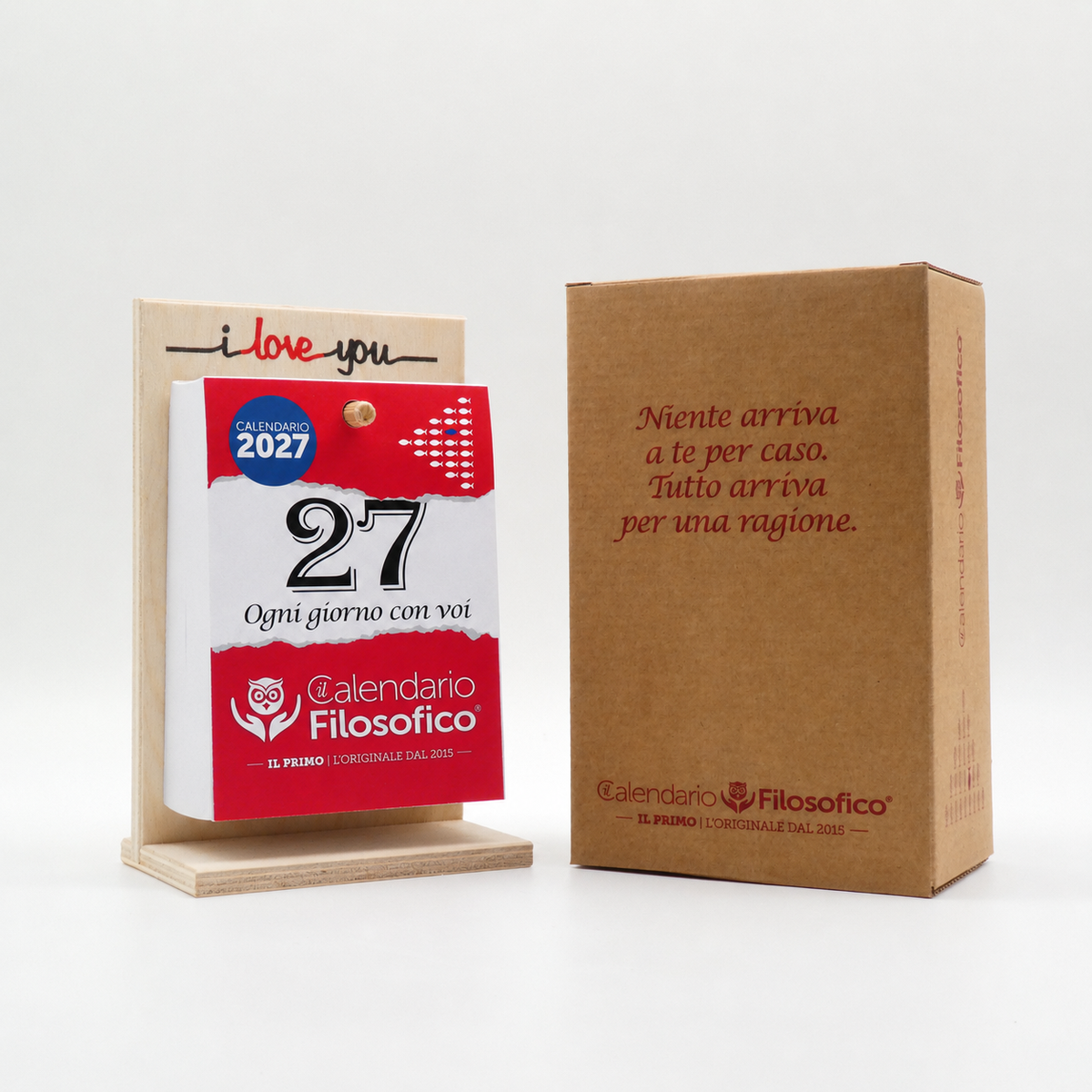 CALENDARIO FILOSOFICO 2027 - A6 PICCOLO 10 x 14 CM - CON SUPPORTO IN LEGNO SERIGRAFATO
