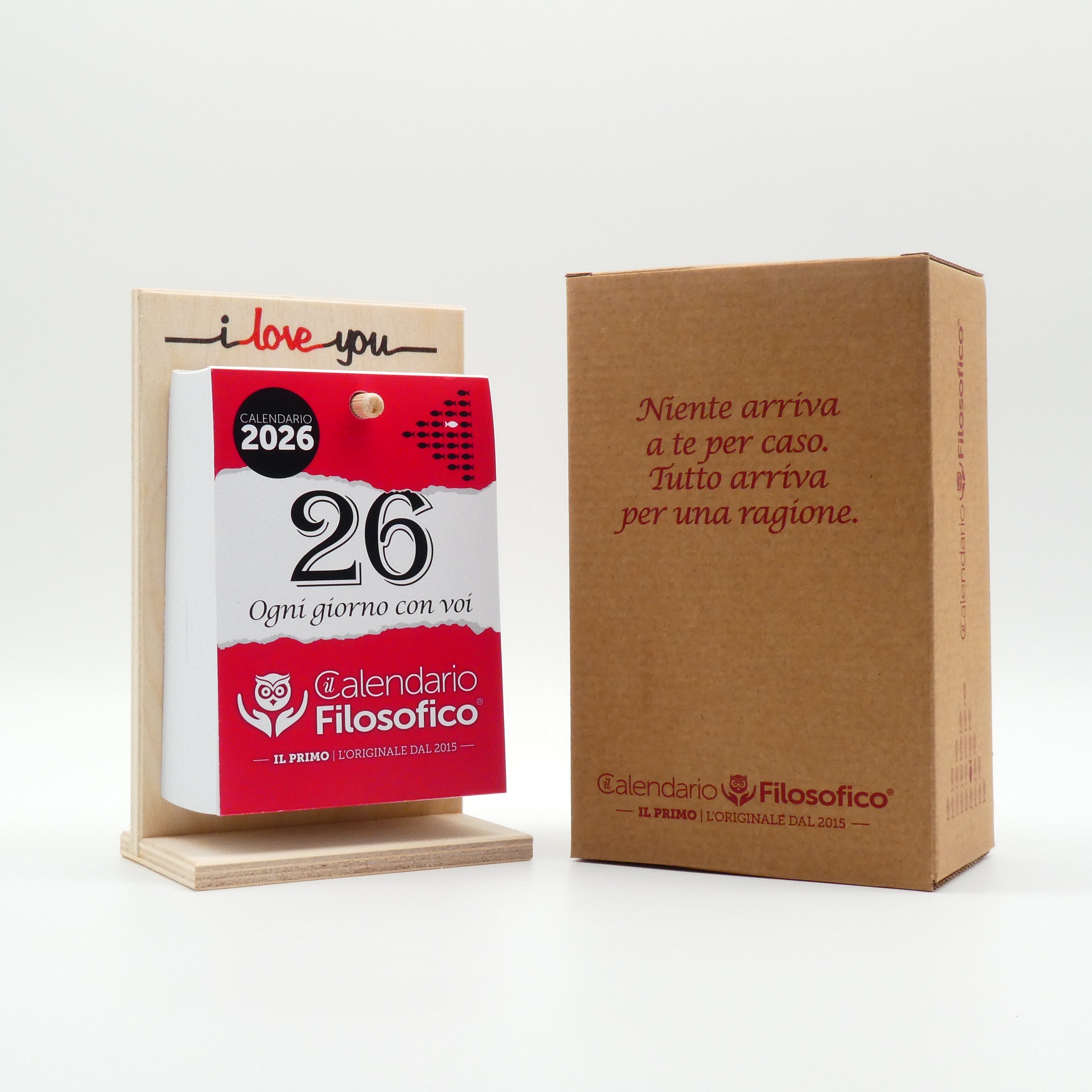 CALENDARIO FILOSOFICO 2026 - A6 PICCOLO 10 x 14 CM - CON SUPPORTO IN LEGNO SERIGRAFATO