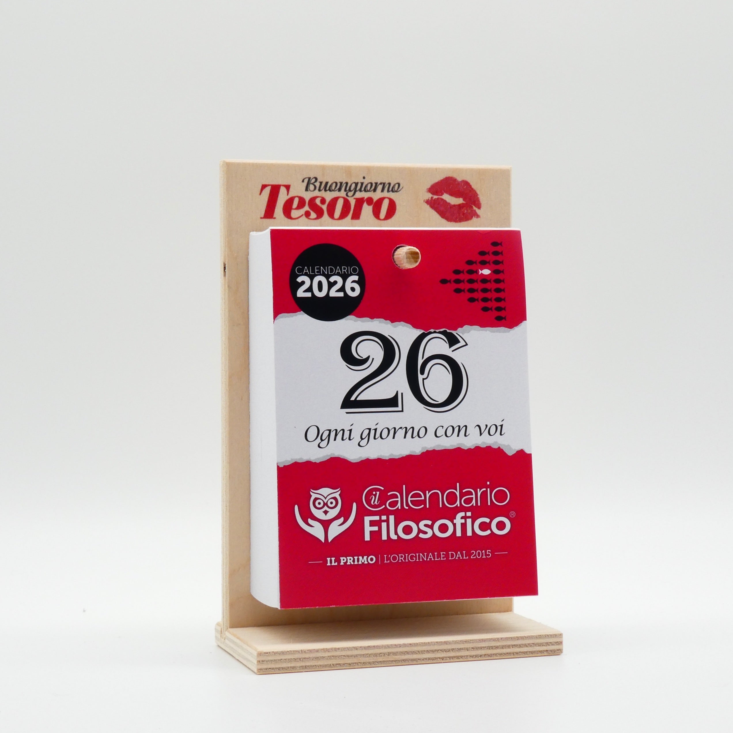 CALENDARIO FILOSOFICO 2026 - A6 PICCOLO 10 x 14 CM - CON SUPPORTO IN LEGNO SERIGRAFATO