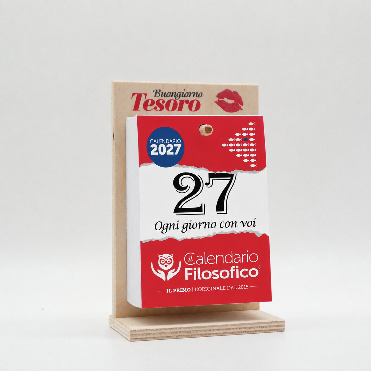 CALENDARIO FILOSOFICO 2027 - A6 PICCOLO 10 x 14 CM - CON SUPPORTO IN LEGNO SERIGRAFATO