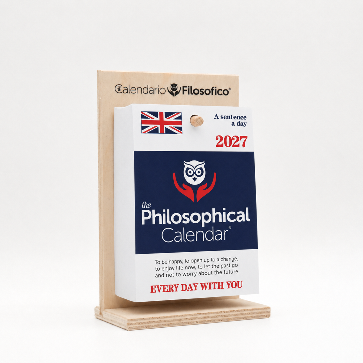 CALENDARIO IN INGLESE 2027 - A6 PICCOLO 10x14 - SUPPORTO LEGNO