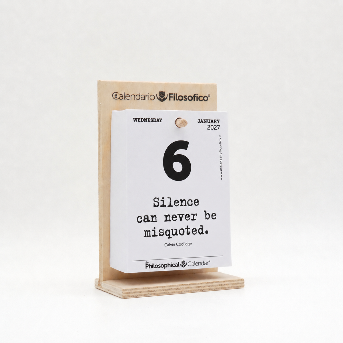 CALENDARIO IN INGLESE 2027 - A6 PICCOLO 10x14 - SUPPORTO LEGNO