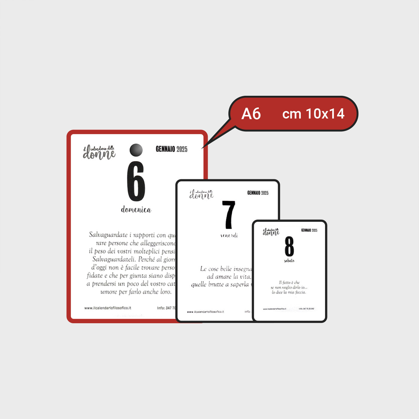 CALENDARIO DELLE DONNE 2026 - A6 PICCOLO 10 x 14 CM - CON SUPPORTO IN LEGNO