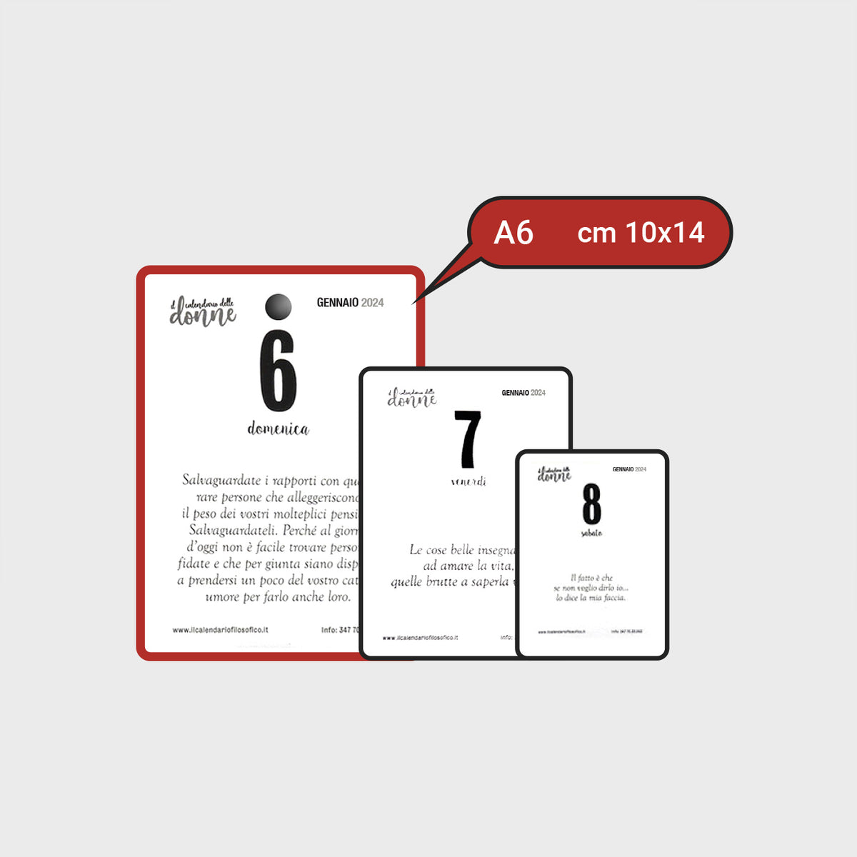 CALENDARIO DELLE DONNE 2027 - A6 PICCOLO 10 x 14 CM - CON SUPPORTO IN LEGNO