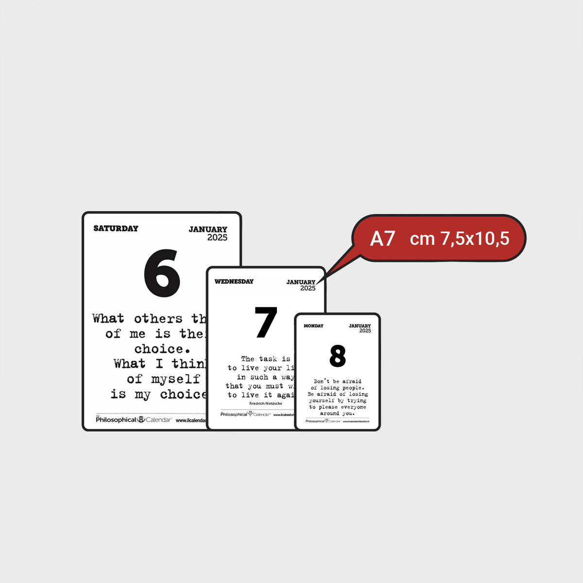 CALENDARIO IN INGLESE 2027 - A7 MIDI 7,4 x 10,5 CM - SUPPORTO CARTONE E SCATOLA REGALO