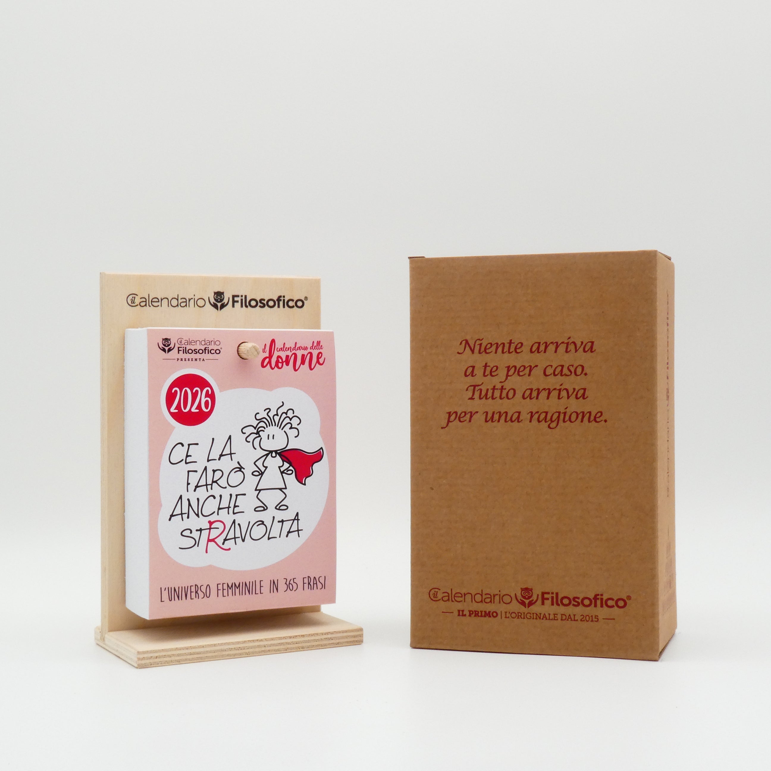 CALENDARIO DELLE DONNE 2026 - A6 PICCOLO 10 x 14 CM - CON SUPPORTO IN LEGNO