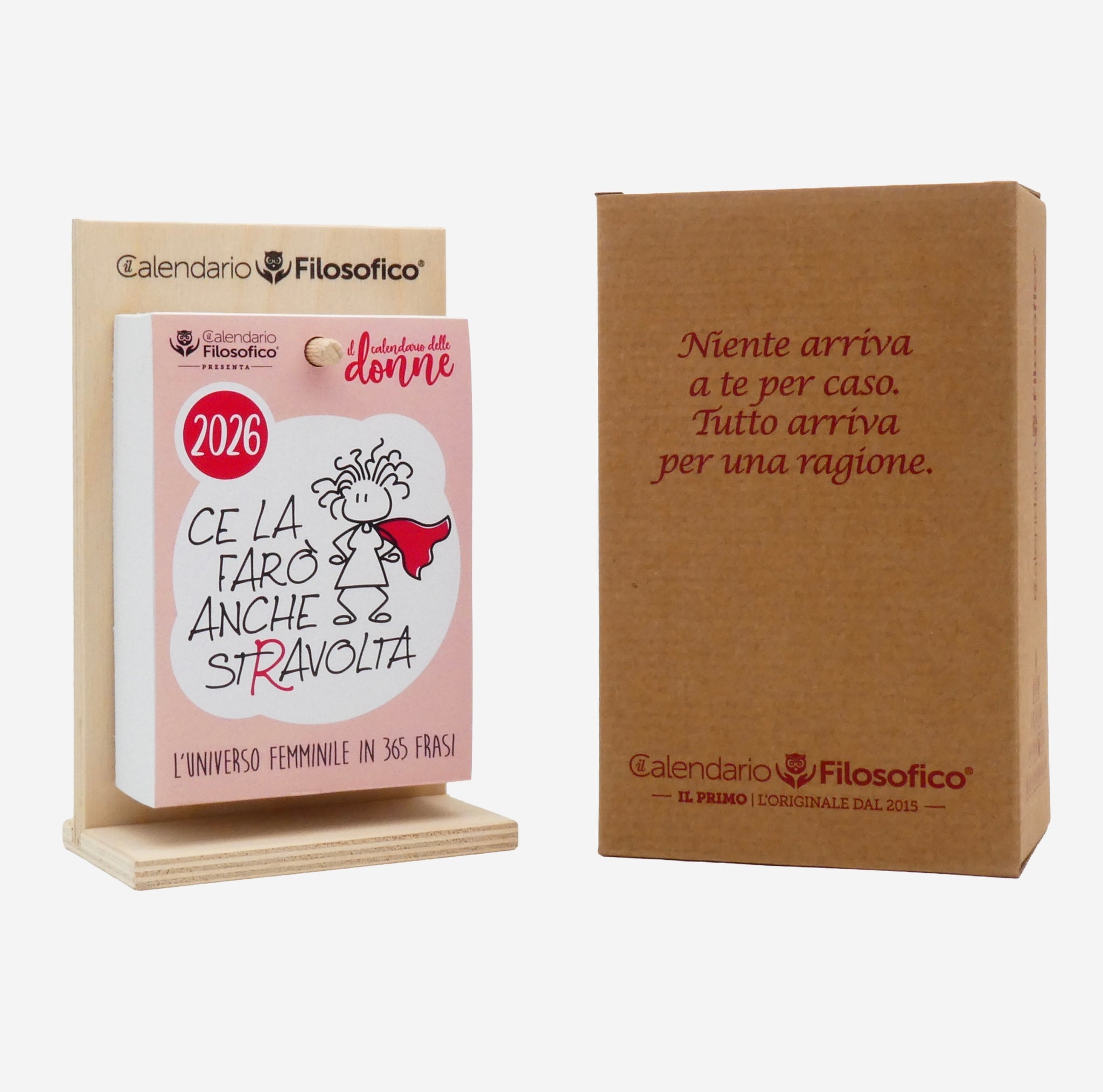 CALENDARIO DELLE DONNE 2026 - A6 PICCOLO 10 x 14 CM - CON SUPPORTO IN LEGNO