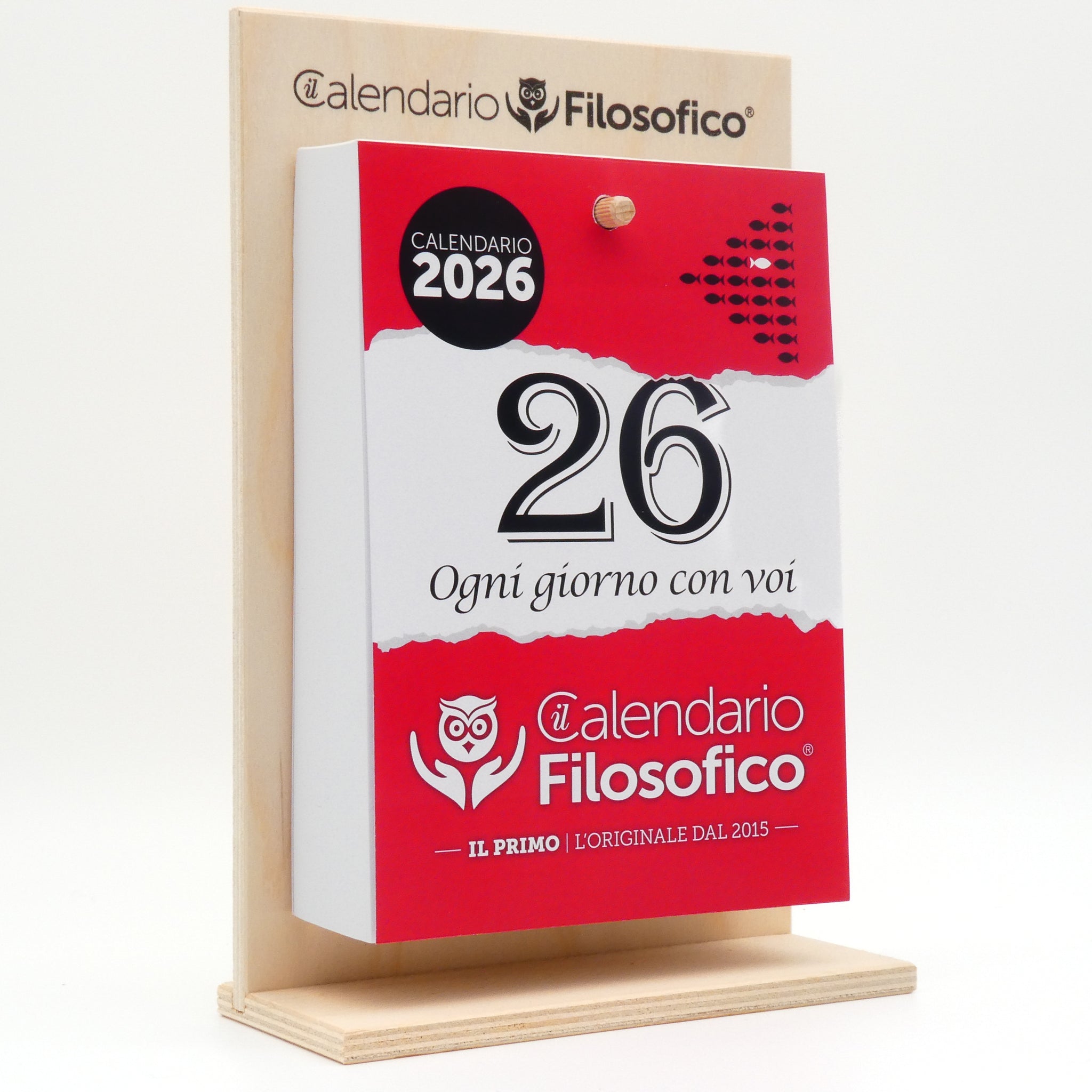 CALENDARIO FILOSOFICO 2026 - A4 GRANDE 21x30 CM - CON SUPPORTO IN LEGNO