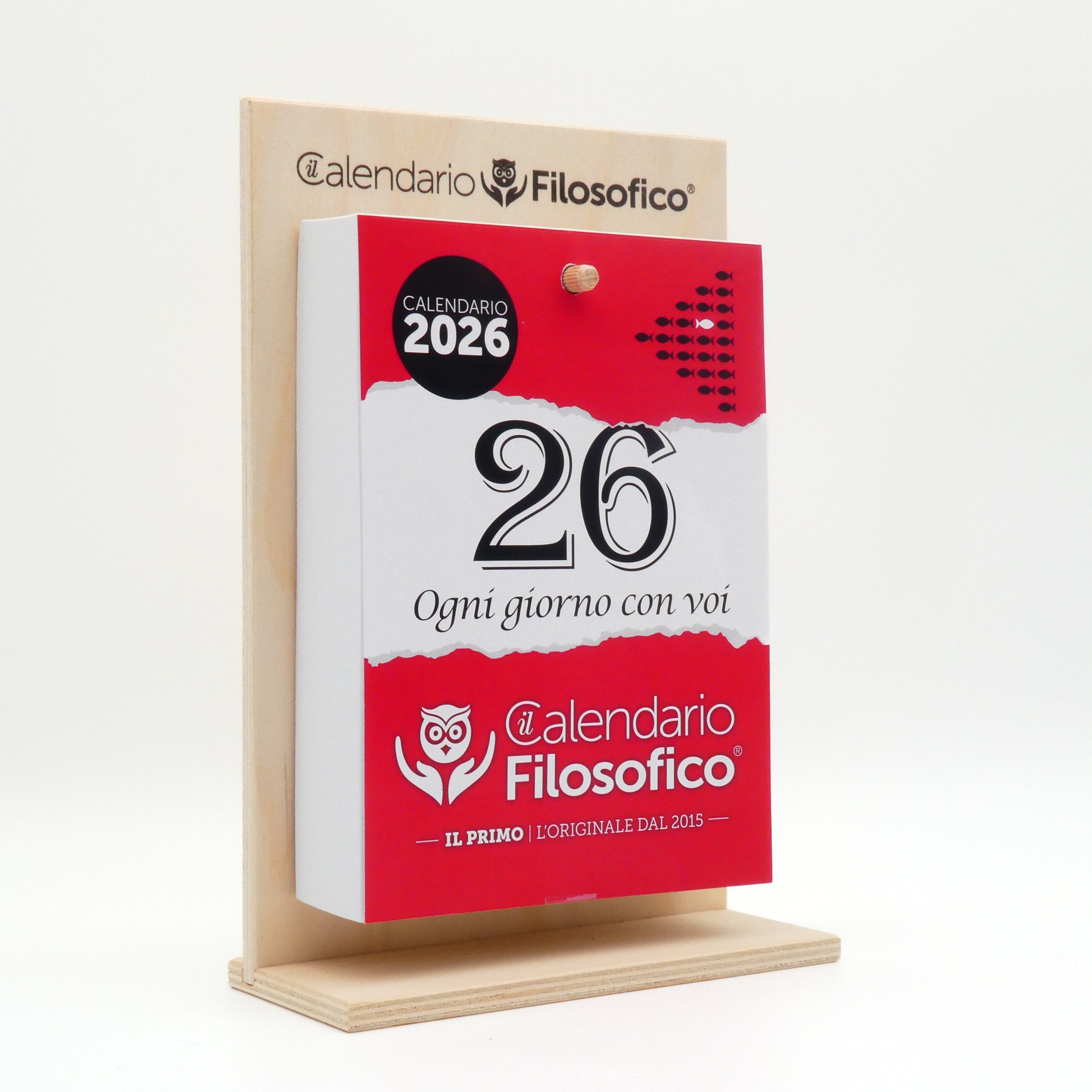 CALENDARIO FILOSOFICO 2026 - A5 MEDIO 15x21 CM - CON SUPPORTO IN LEGNO