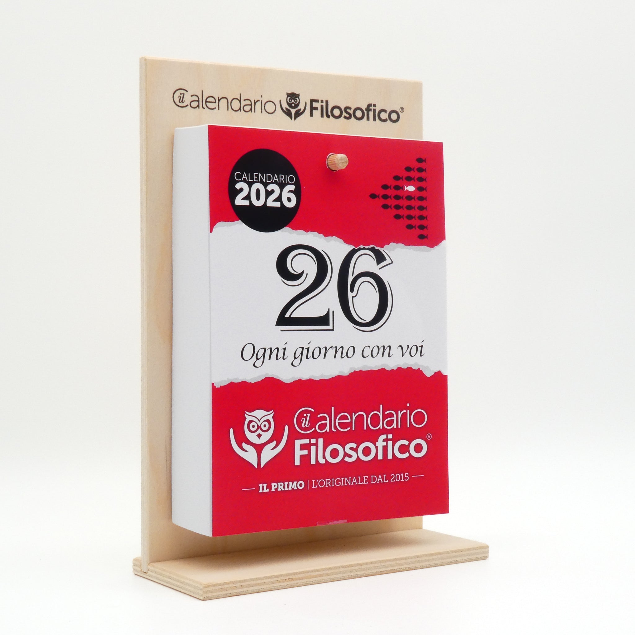 CALENDARIO FILOSOFICO 2026 - A5 MEDIO 15x21 CM - CON SUPPORTO IN LEGNO