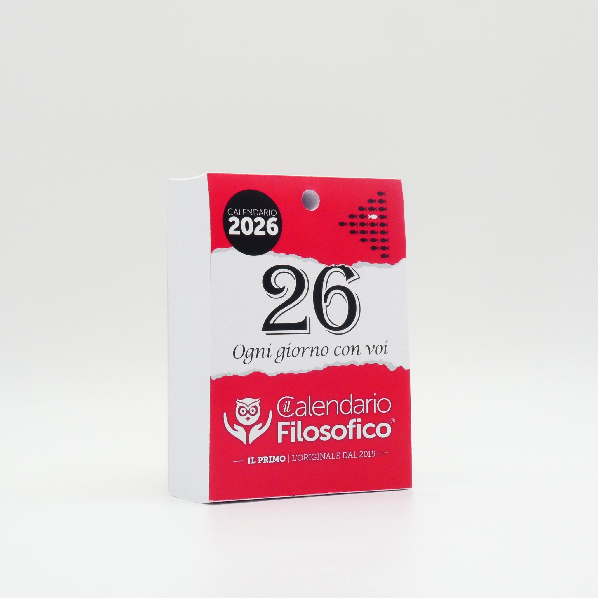 Inserto Calendario Filosofico 2026 A6 10x14 cm, copertina rossa con scritta 'Ogni giorno con voi'