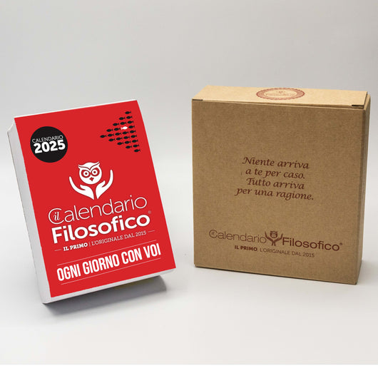 CALENDARIO FILOSOFICO 2025 - A6 PICCOLO 10 x 14 CM - CON SUPPORTO IN CARTONE  E SCATOLA CONFEZIONE REGALO