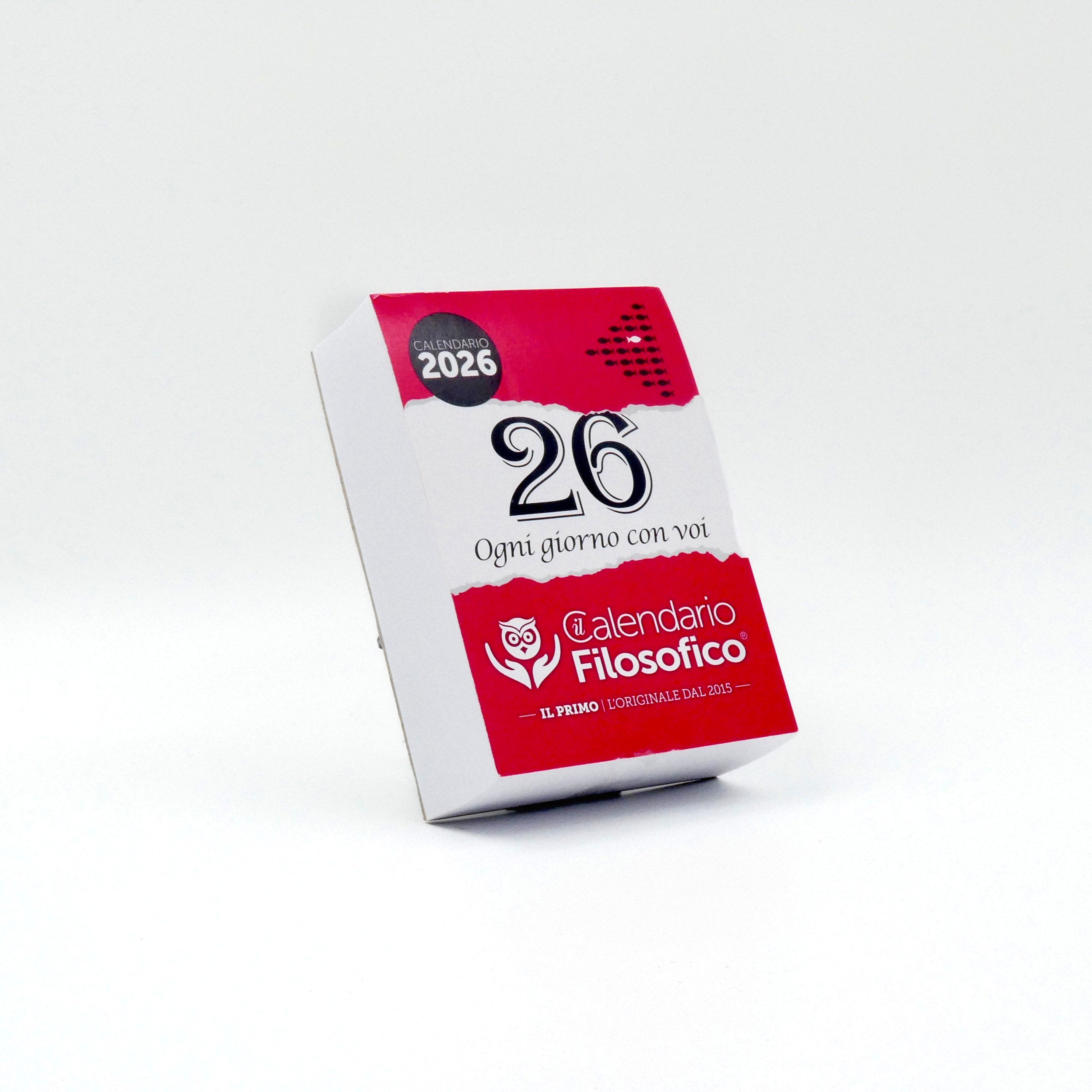 CALENDARIO FILOSOFICO 2026 - A6 PICCOLO 10 x 14 CM - CON SUPPORTO IN CARTONE  E SCATOLA REGALO