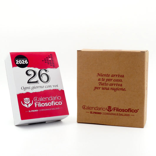 CALENDARIO FILOSOFICO 2026 - A6 PICCOLO 10 x 14 CM - CON SUPPORTO IN CARTONE  E SCATOLA REGALO