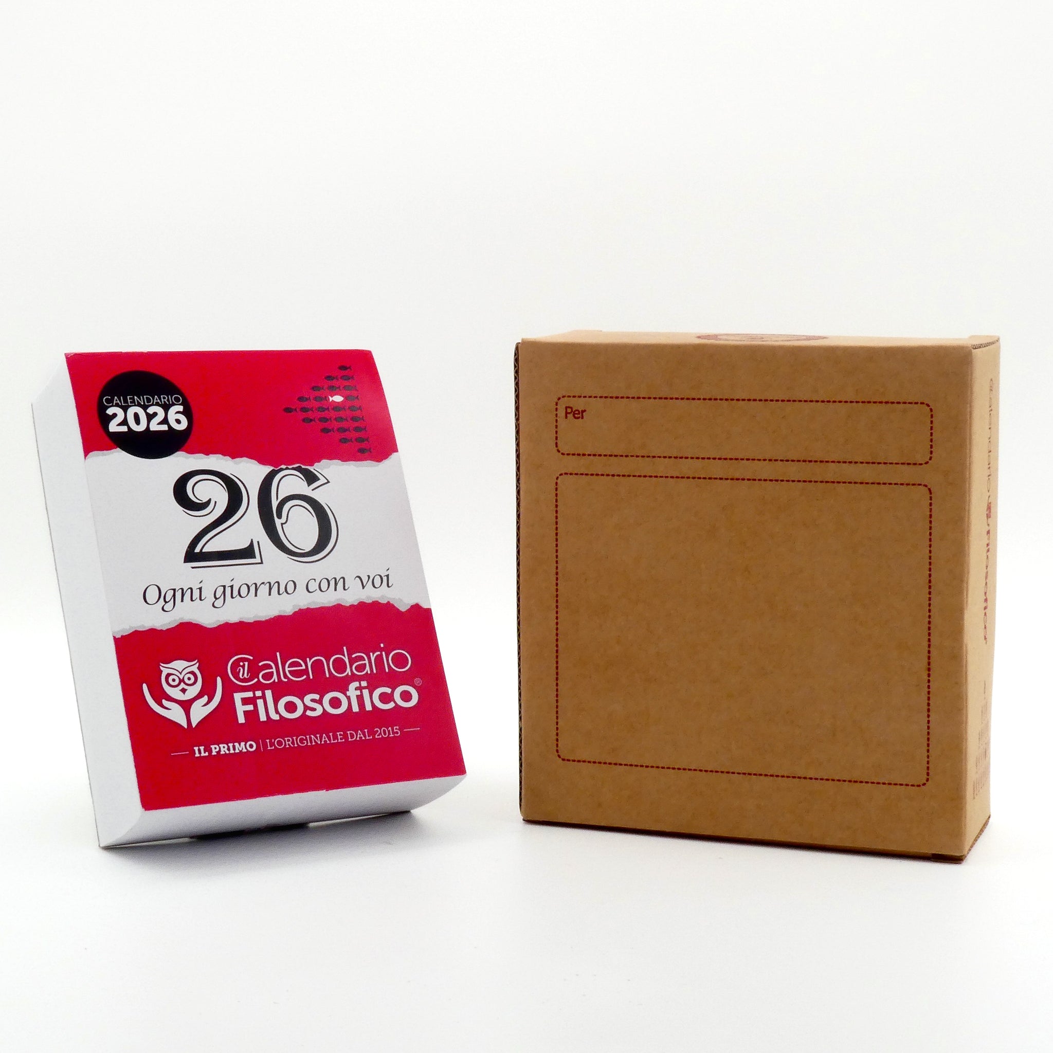 CALENDARIO FILOSOFICO 2026 - A6 PICCOLO 10 x 14 CM - CON SUPPORTO IN CARTONE  E SCATOLA REGALO