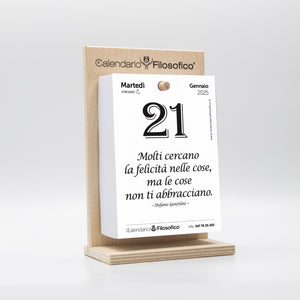 CALENDARIO FILOSOFICO 2025 - A6 PICCOLO 10 x 14 CM - CON SUPPORTO IN LEGNO