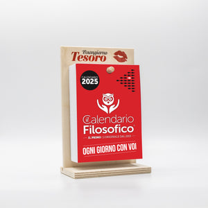 CALENDARIO FILOSOFICO 2025 - A6 PICCOLO 10 x 14 CM - CON SUPPORTO IN LEGNO SERIGRAFATO