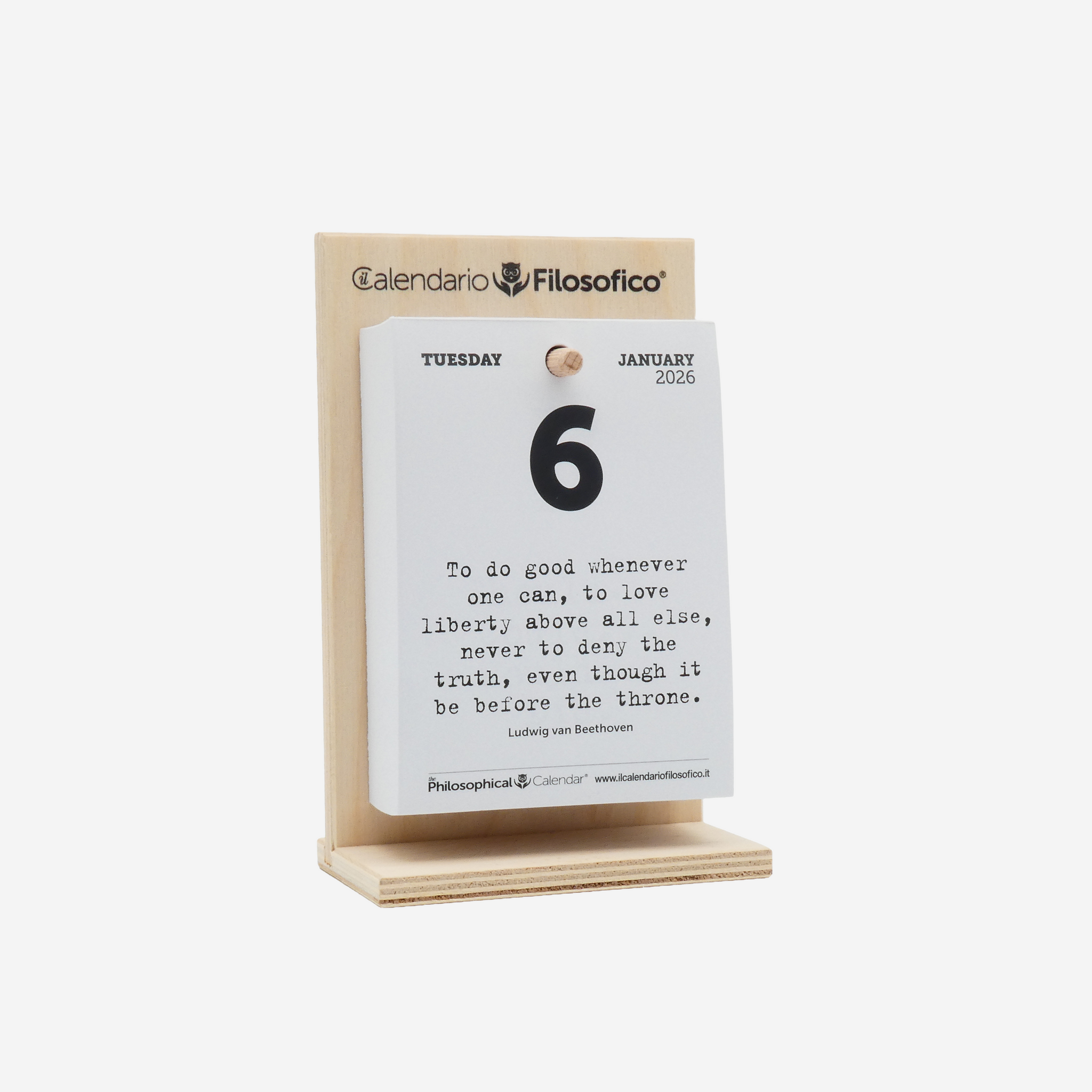 CALENDARIO IN INGLESE 2026 - A6 PICCOLO 10x14 - SUPPORTO LEGNO