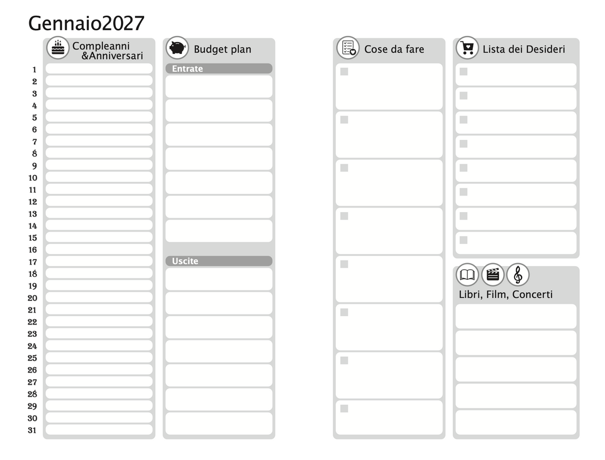 AGENDA FILOSOFICA SETTIMANALE 2027 - PICCOLA 10 x 15 CM