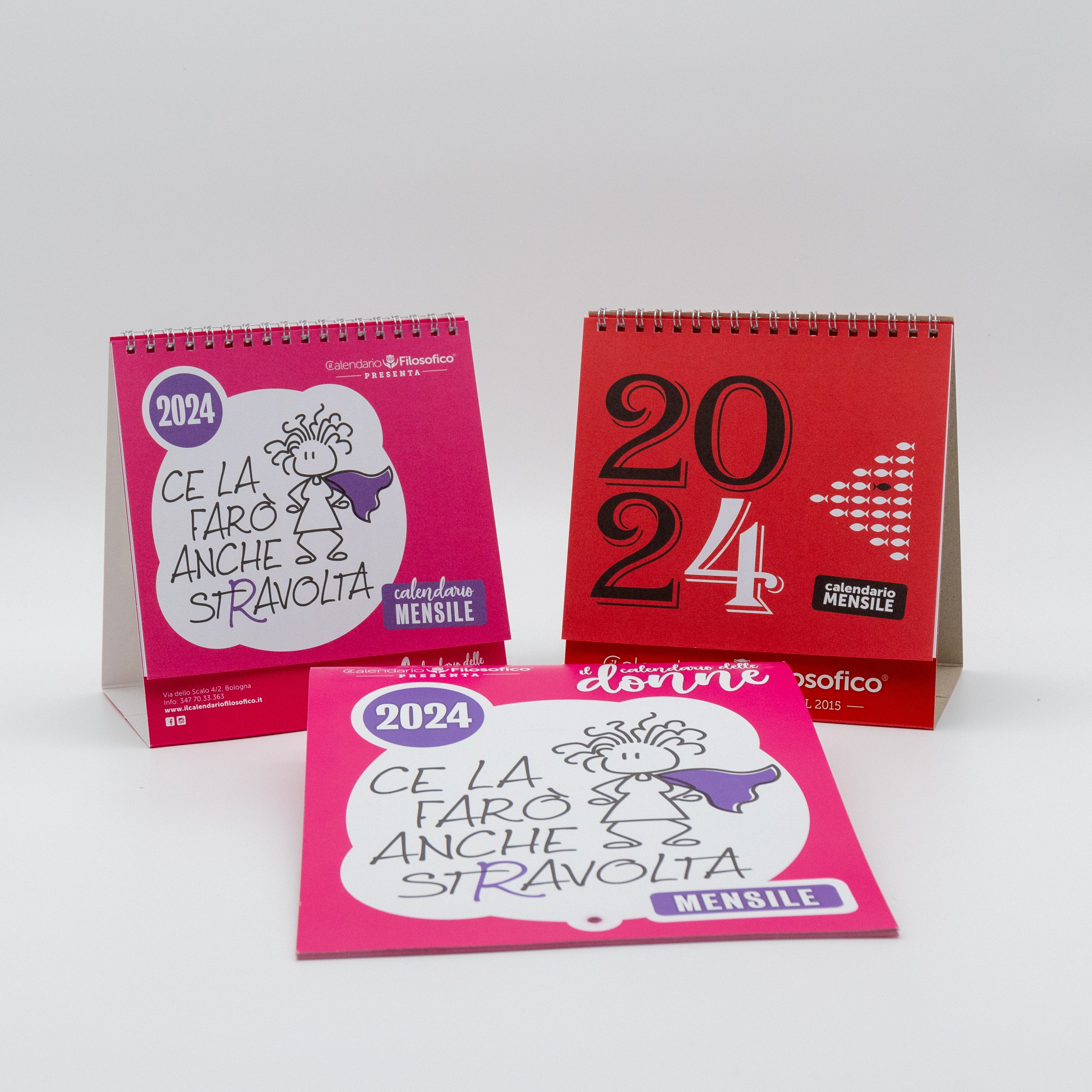 KIT 3 CALENDARI: 2 DA TAVOLO (FILOSOFICO+DONNE) + 1 DA PARETE (DONNE)