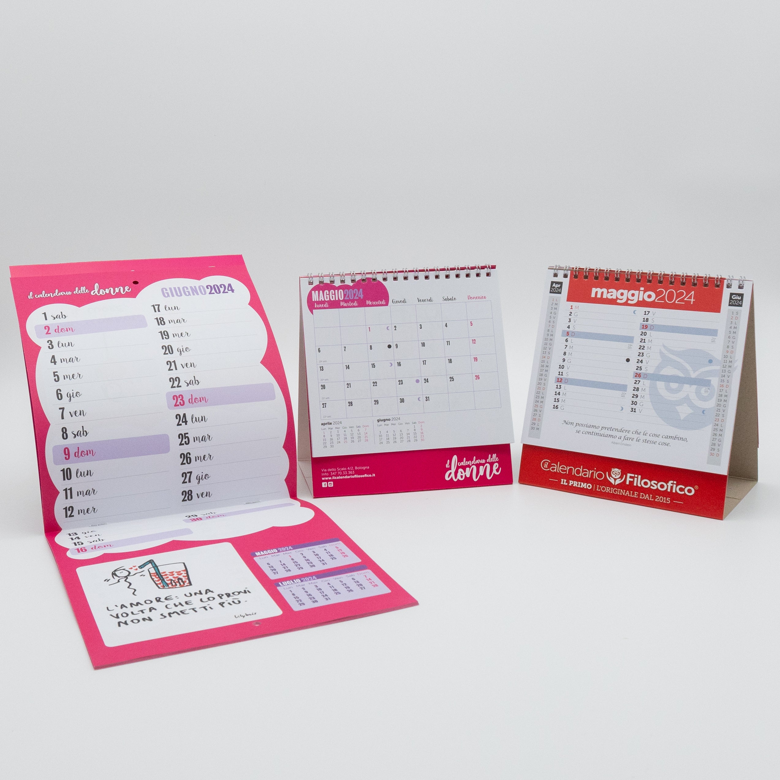 KIT 3 CALENDARI: 2 DA TAVOLO (FILOSOFICO+DONNE) + 1 DA PARETE (DONNE)