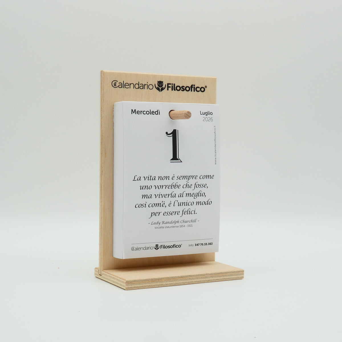 IL MEZZO FILOSOFICO 2026 - A6 PICCOLO 10 x 14 CM - CON SUPPORTO IN LEGNO