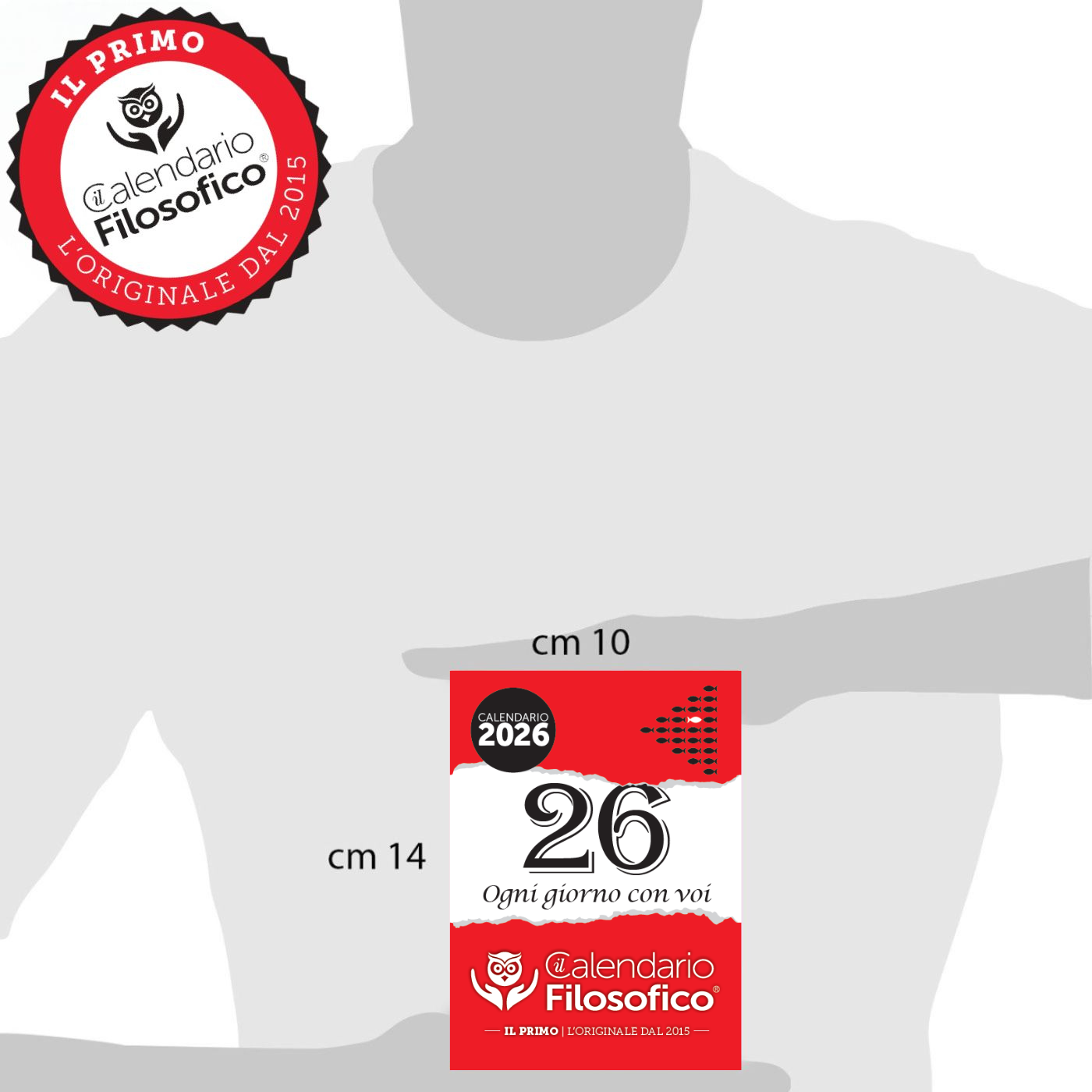 Misura 10x14 cm formato A6 Calendario Filosofico 2026.