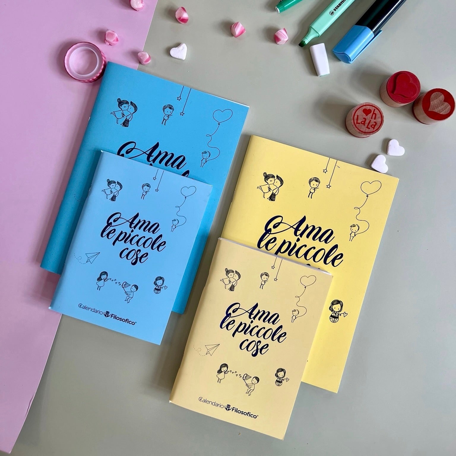 QUADERNO PICCOLO “AMA LE PICCOLE COSE” CON FRASI E PAGINE DECORATE