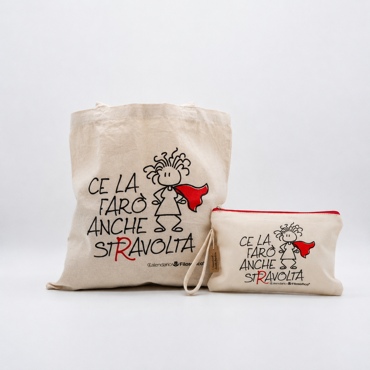 SHOPPER e POCHETTE "CE LA FARÒ ANCHE STRAVOLTA"