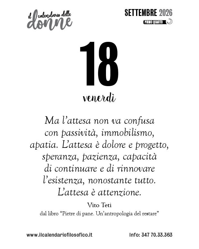 Frase del calendario delle donne  2026-09-18