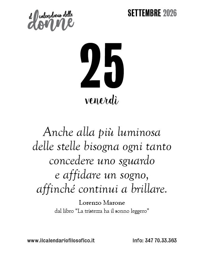 Frase del calendario delle donne  2026-09-25