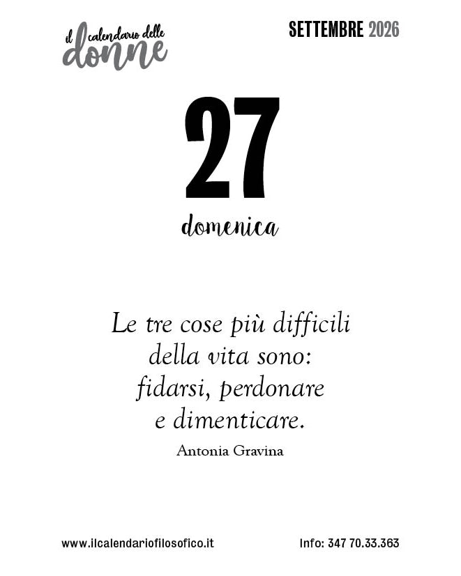 Frase del calendario delle donne  2026-09-27