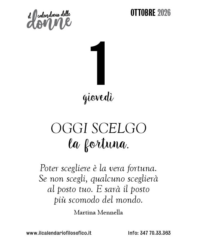 Frase del calendario delle donne  2026-10-01