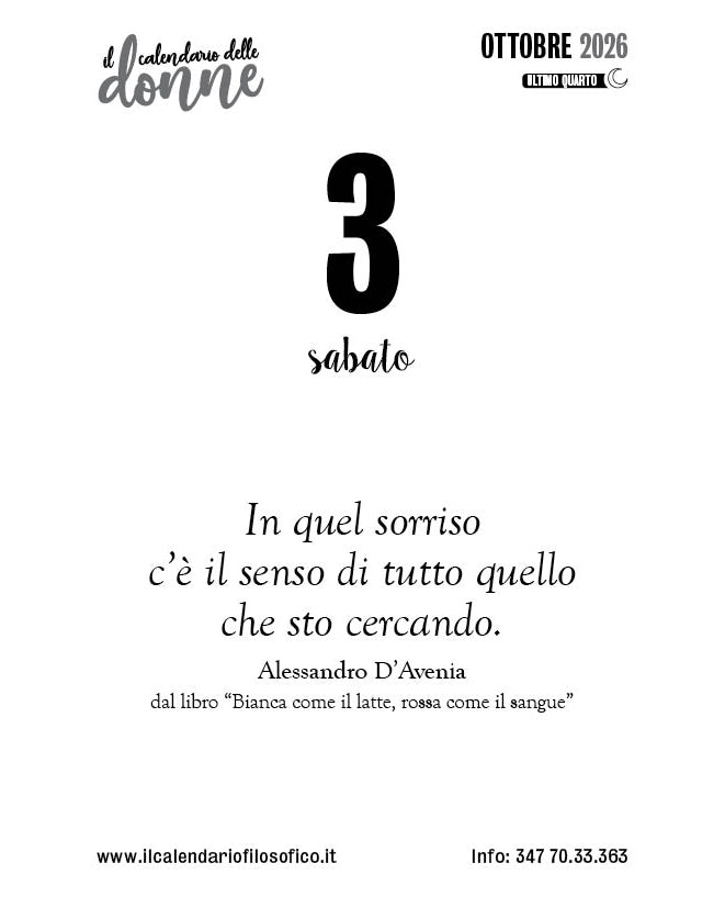 Frase del calendario delle donne  2026-10-03