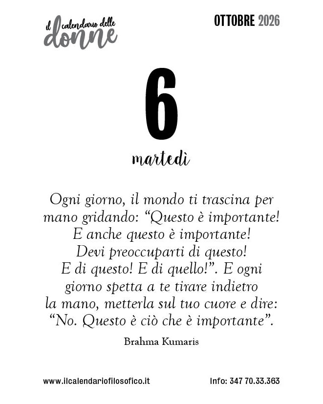 Frase del calendario delle donne  2026-10-06