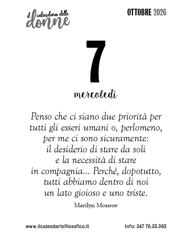 Frase del calendario delle donne  2026-10-07